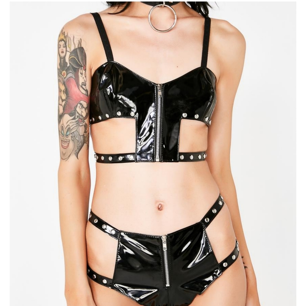 Black Strappy Cut-Out Lingerie Set